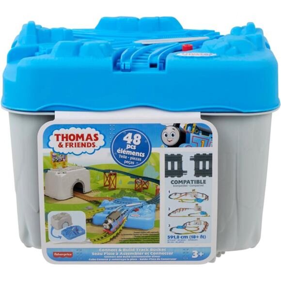 ​Thomas & Friends Toy Train Tracks Set, Connect & Build Bucket, 34-Piece - Picture 6 of 7